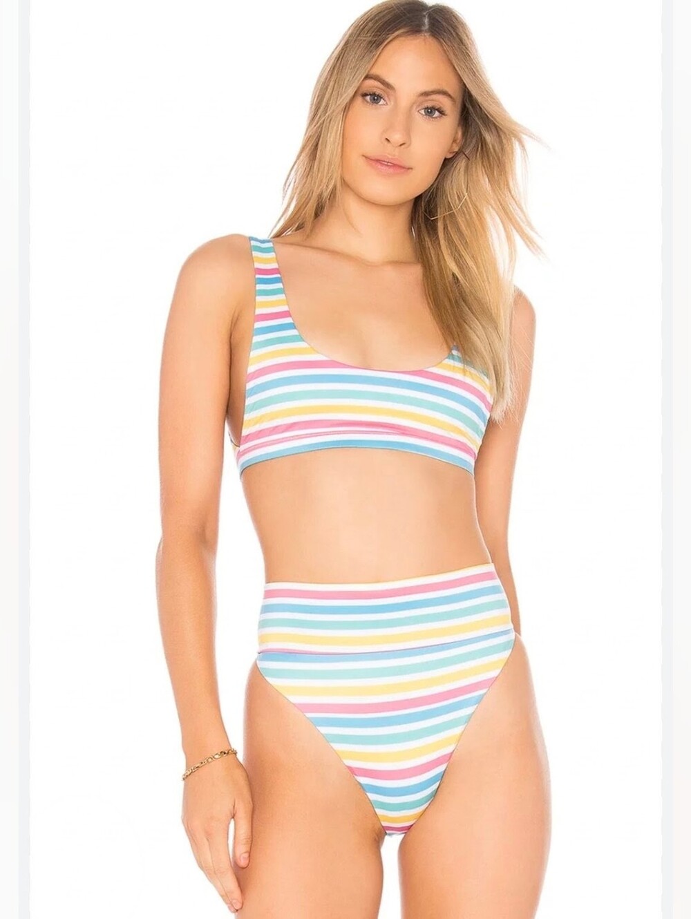Beach Riot Striped Two-Piece Bikini Hi Rise Bikini